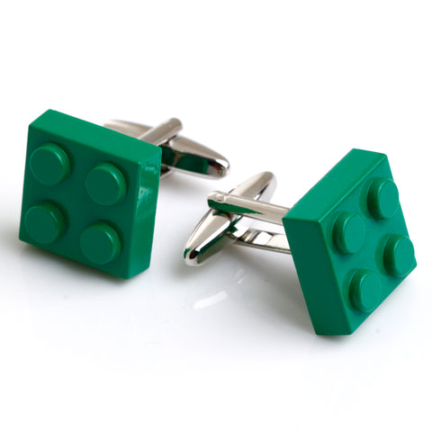 Green blocks cufflinks - silver