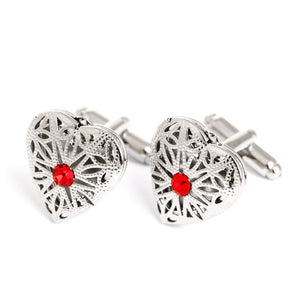 Heart with red crystal cufflinks