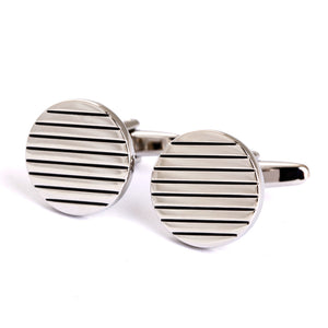 Round lines cufflinks - silver