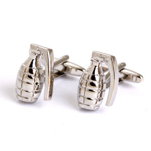 Grenade cufflinks - silver