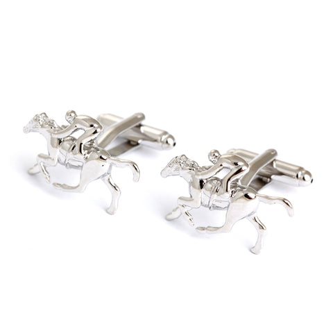 Horse and jockey cufflinks - silver