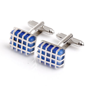 Caged blue cats eye cufflinks