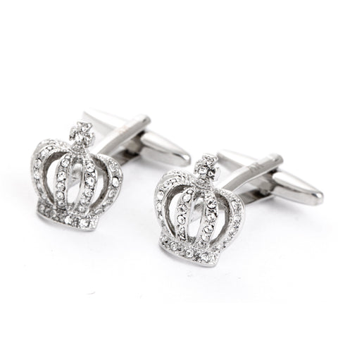 Crown cufflinks - silver and crystal