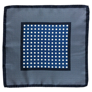 Blue and white dot Italian silk pocket square