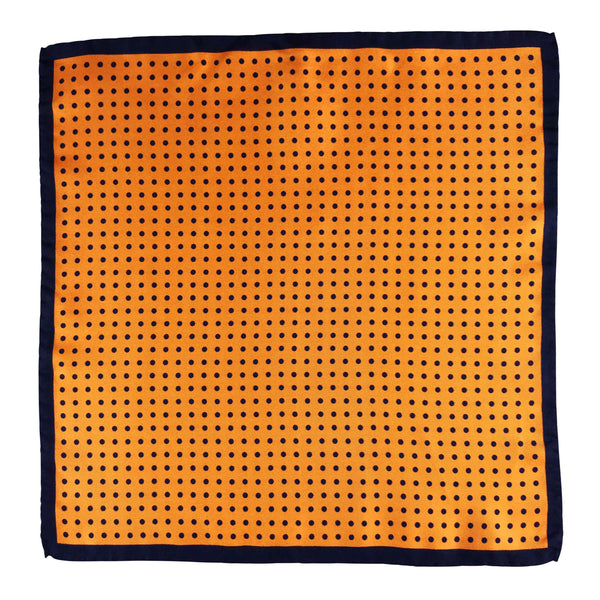 Orange and purple polka dot Italian silk pocket square