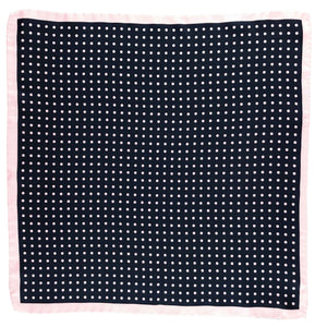 Navy and pink polka dot Italian silk pocket square