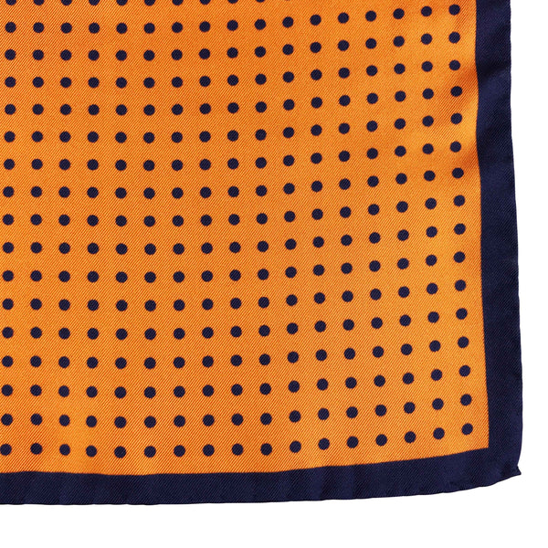 Orange and purple polka dot Italian silk pocket square