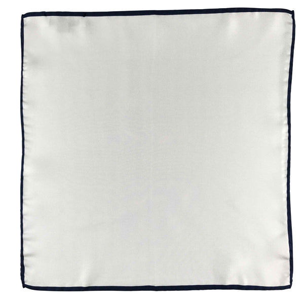 White with black edge Italian silk pocket square