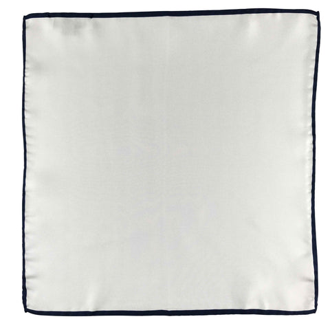 White with black edge Italian silk pocket square