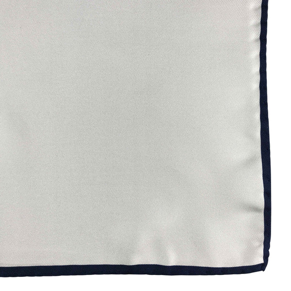 White with black edge Italian silk pocket square