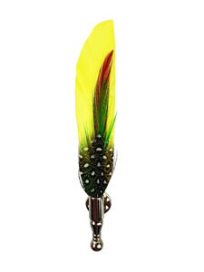 MANSWAG Tri-colour speckled feather lapel pin - yellow