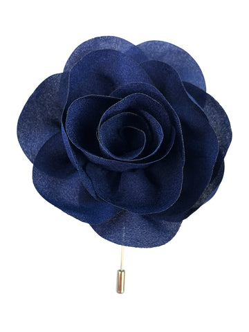 MANSWAG Large flower lapel pin - navy