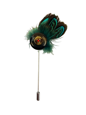 MANSWAG Feather button lapel pin - green