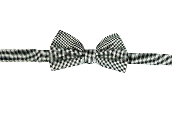 Men's black and white Italian silk bow tie