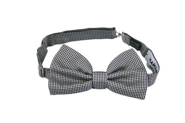 Men's black and white Italian silk bow tie