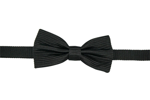 Black ribbed slim Italian silk bow tie