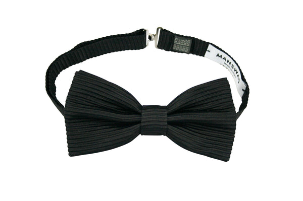 Black ribbed slim Italian silk bow tie