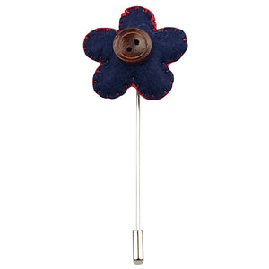 MANSWAG felt flower lapel pin - navy with button